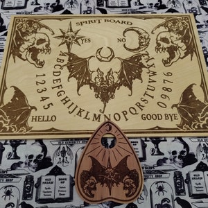 Bat and skull themed Spirit Board and Planchette