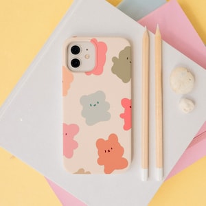 Funda para iPhone 16, 15, 14 Plus, iPhone 16, 13, 12 y 11 Pro Max con diseño de oso kawaii