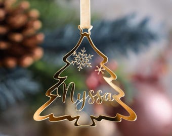 Personalisierte Goldacryl Weihnachtsbaumverzierung, Feiertags-Andenken