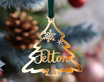 Adorno navideño personalizado con forma de copo de nieve para árbol de Navidad.