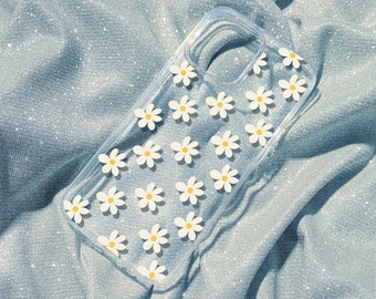 Daisy Blumenmuster Klare iPhone 16 Pro Hülle, iPhone 16 15 14 Plus Hülle, iPhone 16 13 12 11 Pro Max Hülle