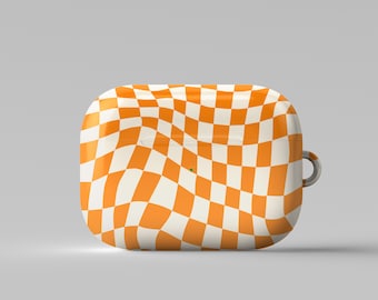 Yellow Checkered AirPods Case with Keychain