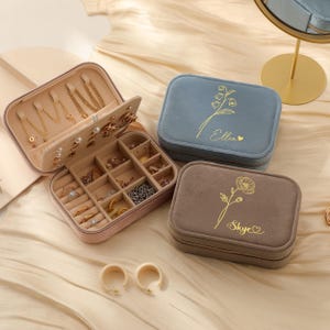 Benutzerdefinierte Schmuck Box Weihnachtsgeschenk, Geburt Blume Schmuckschatulle, personalisierte Hochzeitsgeschenk, Mutter Nichte Schwester Weihnachtsgeschenk