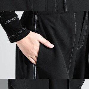 Techwear Cyberpunk Pants High Waist Black Linen Split Joint - Etsy