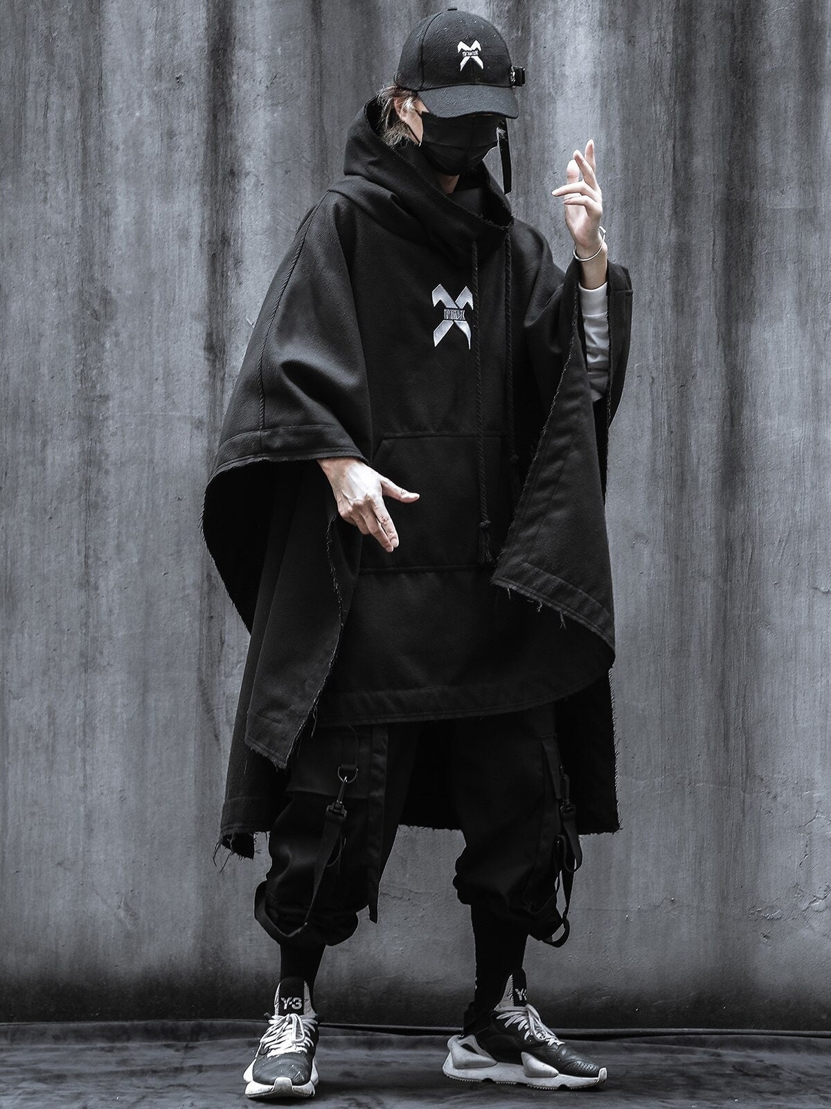 Men Streetwear Oversized Half Sleeve Hoodie Cloak Loose Punk - Etsy