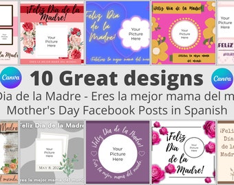 Mother&#39;s Day, Dia de la Madre, Social Media Template, Facebook Post, Canva Editable, Mothers Day Template, Thank You Mom