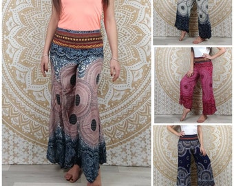 Pantalon femme Payong. Pantalon pattes d'éléphants, style hippie. Imprimé mandala.