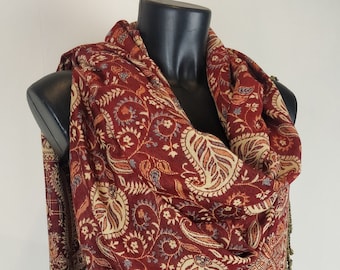 Châle Réversible Pashmina En Viscose - Cachemire D'hiver Indien Multicolore - Idée Cadeau Noël