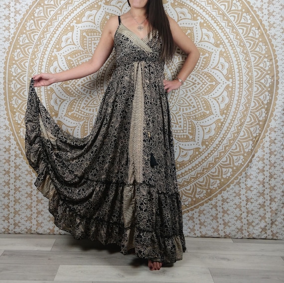 Abito lungo da donna Sareya in seta Abito lungo boho