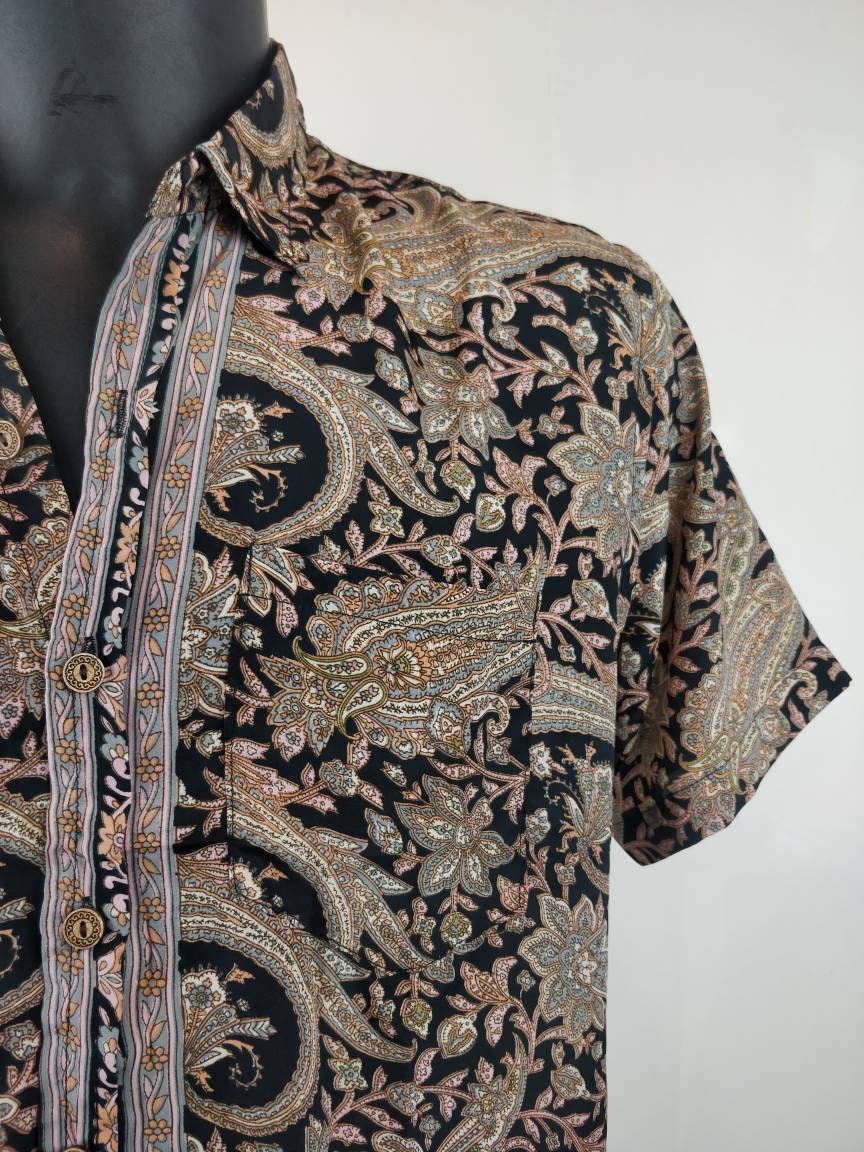 Vintage Indian Silk Shirt. Light and Fluid Short-sleeved - Etsy
