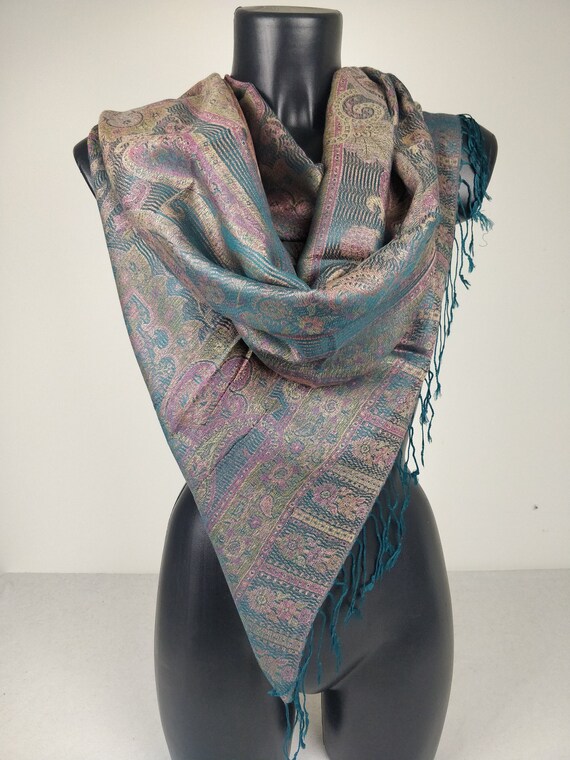 ASHLEY NERO, Scialle In Pashmina Ricamato A Mano In 100% Cashmere - Foto 9