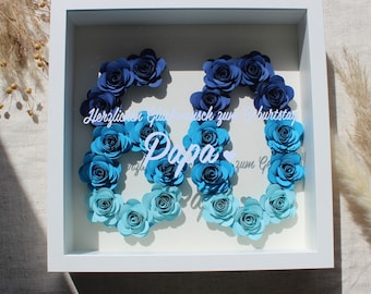 Birthday flower frame, birthday gift, rose frame, personalized lettering, RosellaAtelier