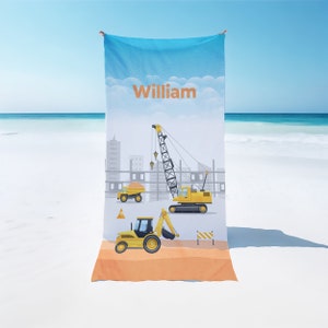 Grandson gift, Personalized beach towel for kids, 35x60 custom large beach towel for boys with truck, Kids custom beach bath towel bt0003
