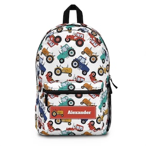 Tractor backpack for boys, Personalize name back pack for boy, Custom large bookbag, School knapsack kid, Duffel bag toddler school sm0006