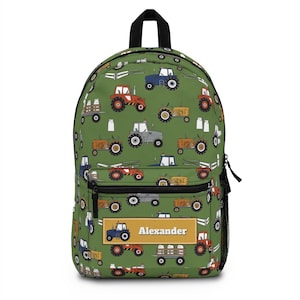 Farm tractor backpack for boys, Personalize name bag for boy, Custom large bookbag, School knapsack kid, Duffel bag toddler school sm0018