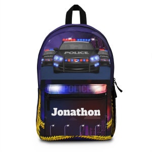 Police officer backpack for toddler, Back pack for kids, Backpack boys personalize, Monogram Large school book bag for kid, Boy gift b0023