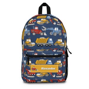 Construction truck backpack for boys, Personalize name bag boy, Custom large bookbag, School knapsack kid, Duffel bag toddler school sm0033