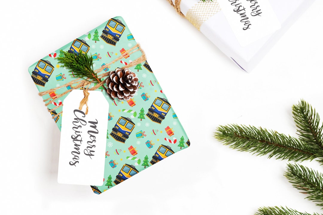 Steam Train Recycled Gift Wrapping Paper And "1st Class" Tags | The Arty Penguin