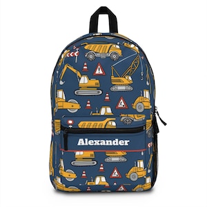 Kids Backpack Construction truck back pack Custom personalized kids bag Toddler kindergarten toddler School Bag Kids Boys book bag sm0001