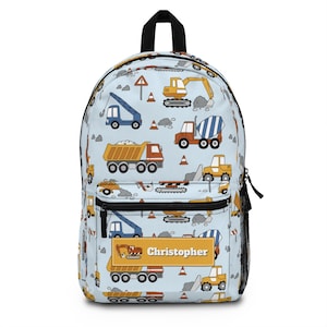 Truck backpack for boys, Personalize name back pack for boy, Custom large bookbag, School knapsack kid, Duffel bag toddler school sm0003