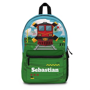 Backpack kids personalized for school, Book bag for school kids, Train backpack for boys, Back pack for toddlers, Kids school bag b0002