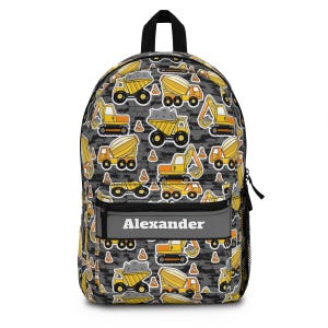 Kids Backpack Construction truck back pack Custom personalized kids bag Toddler kindergarten toddler School Bag Kids Boys book bag sm0037