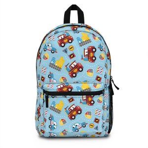 Fire truck backpack for boys, Personalize name back pack for boy, Custom large bookbag School knapsack kid, Duffel bag toddler school sm0009