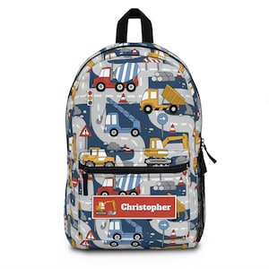 Truck backpack for boys, Personalize name back pack for boy, Custom large bookbag, School knapsack kid, Duffel bag toddler school sm0002