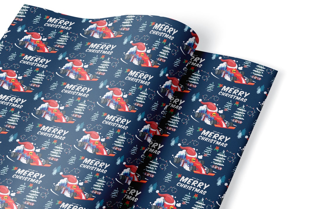 Wrapping Paper With Race Car. Christmas Wrapping Paper Sheets, Cute