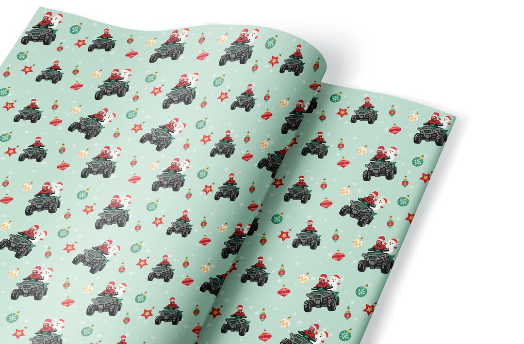 Motorcycle Christmas Wrapping Paper Sheets, Cute Baby Boy Wrapping ...