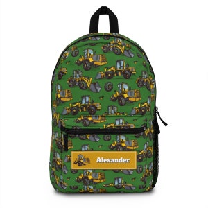 Tractor backpack for boys, Personalize name back pack for boy, Custom large bookbag, School knapsack kid, Duffel bag toddler school  sm0039
