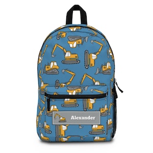 Construction truck backpack for boys, Personalize name back pack for boy, Custom bookbag, School knapsack kid, Duffel bag toddler sm0007