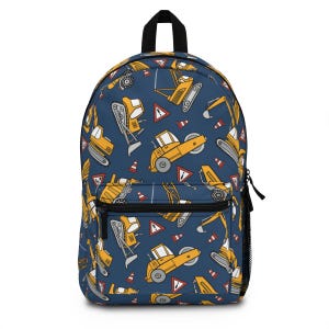 Construction truck backpack for boys, Personalize name bag boy, Custom large bookbag, School knapsack kid, Duffel bag toddler school sm0017