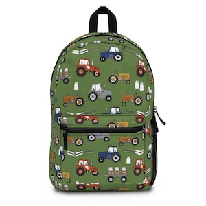 Farm tractor backpack for boys, Personalize name bag for boy, Custom large bookbag, School knapsack kid, Duffel bag toddler school sm0018