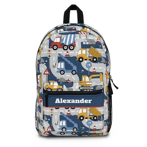 Kids Backpack Construction truck back pack Custom personalized kids bag Toddler kindergarten toddler School Bag Kids Boys book bag sm0002