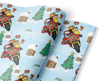 Baby boy Christmas wrapping paper sheets, Cute wrapping paper Christmas, Motorcycle gift wrap sheet, Cute Christmas gift wrapping