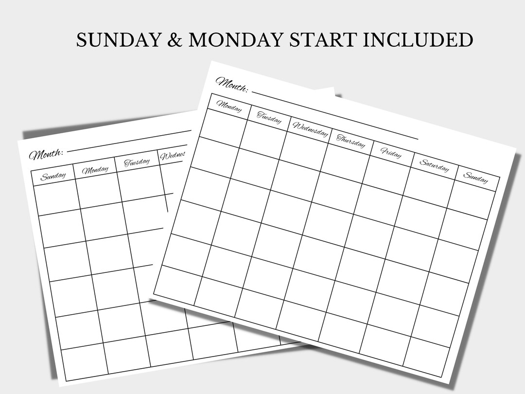 Blank Calendar Page Monthly Blank Calendar Blank Calendar Etsy blank-calendar-page-monthly-blank-calendar-blank-calendar-etsy