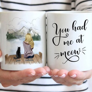 Up To 5 Cats - Girl and Cats Autumn - Girl and Cats - You had me at meow - Personalized Mug