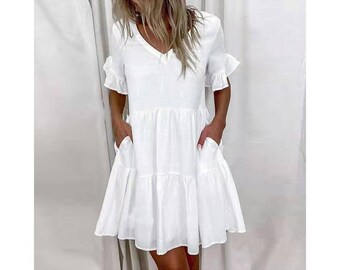 Casual White Dress - Etsy