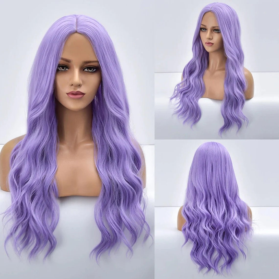 L-2 / SP37 Indigo Purple 75cm long straight wig . Heating Resistant fiber