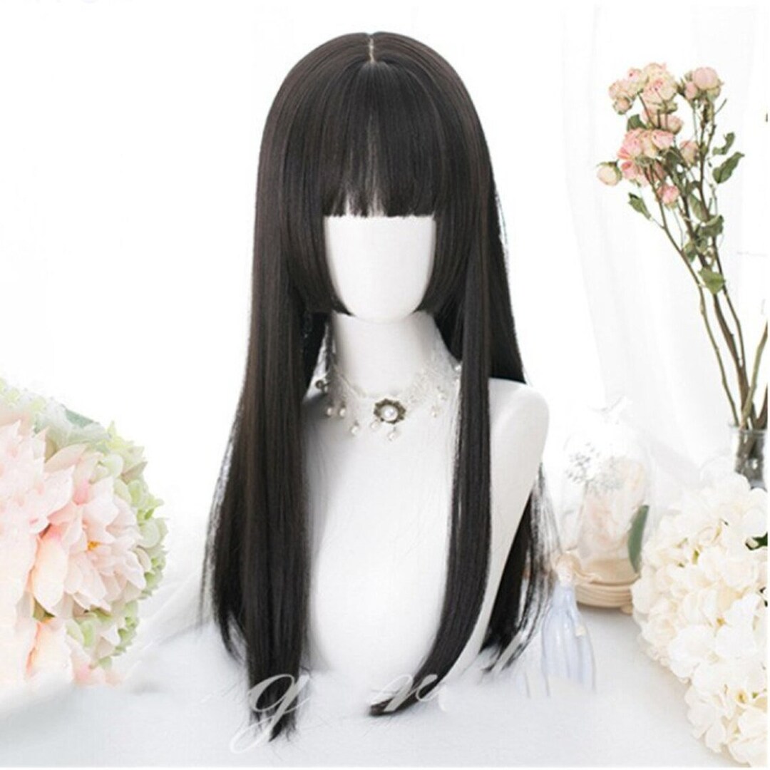 Cosplay Wig Long Wave Root Black Ombre Grey Synthetic Hair Etsy