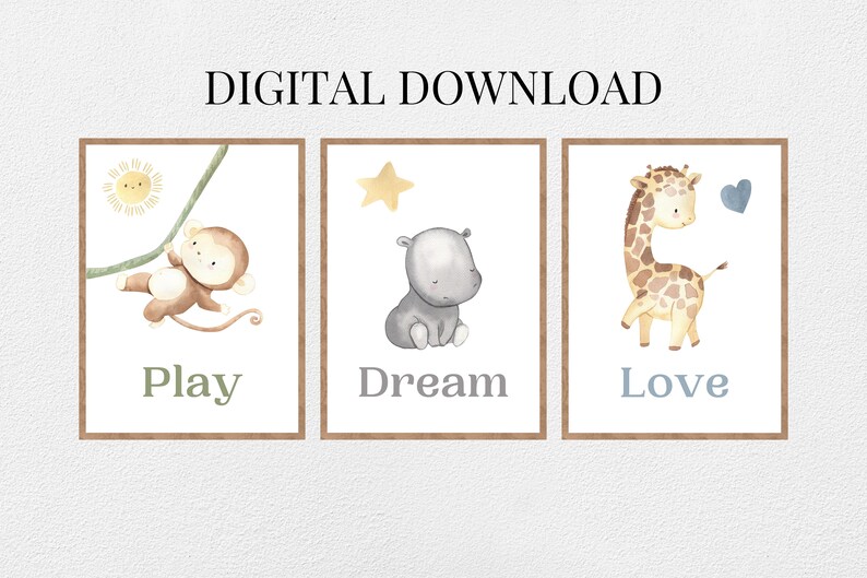 Nursery Safari Animals Nursery Decor for Boy Animal Theme Etsy