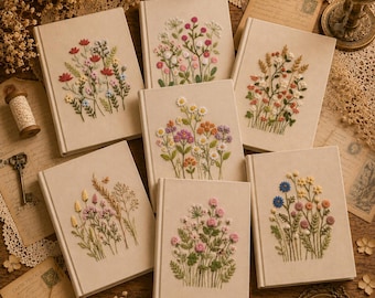 Custom Handmade Embroidered Wildflower Journal, Personalized Floral Notebook (A5/A6)