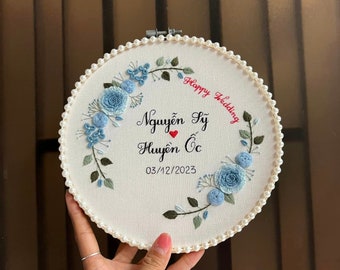 Ricamo personalizzato su telaio per matrimonio, regalo di anniversario