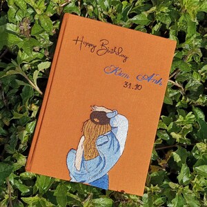 Personalized Hand Embroidered Notebook, Handmade Fabric Notebook, Custom Diary, Daisy Notebook, Fabric Hard Cover Journal, Custom Notebook
