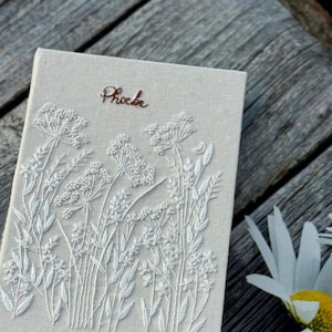 Personalized Hand Embroidered Notebook, Handmade Fabric Notebook, Custom Diary, Daisy Notebook, Fabric Hard Cover Journal, Custom Notebook