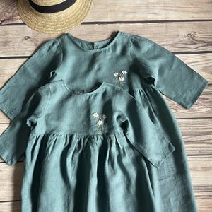 Custom Hand Embroidered Dress for Girls, Smocked Dress Children, Girls Soft Linen Dress, Toddler Dress, Baby Dress, Girl Dress, Kids Dress