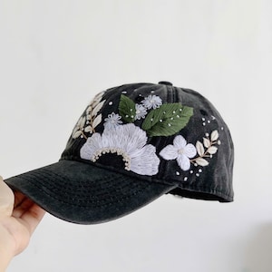 Hand Embroidered Floral Hat, Personalized Baseball Cap, Custom Hand Embroidered Hat, Vintage Embroidered Floral, Hat For Woman, Gift For Her