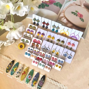 Hand Embroidered Earrings, Handmade Earrings, Custom Embroidered Earrings, Boho Earring, Embroidery Jewelry, Handmade Gift, Gift For Her