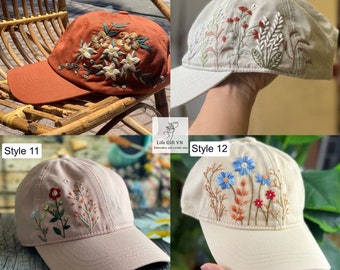 Custom Embroidered Baseball Cap, Personalized Floral Embroidered Hat, Denim Hat, Denim Trucker Cap, Summer Hat, Gift For Women, Gift For Her